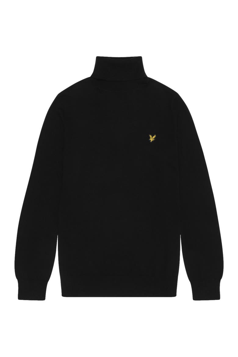 Cotton Merino Turtleneck Sweater, Alternate, color, Jet Black