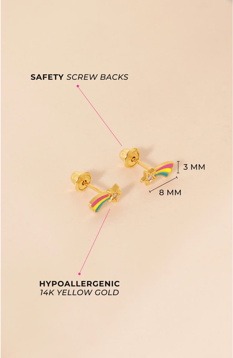 In Season Jewelry 14k Shooting Star Enamel Earrings, Alternate, color, Gold