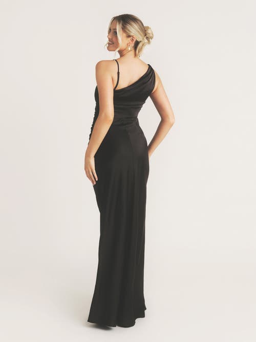 Six Stories Cowl Front Asymmetric Bridesmaid Dress In Black