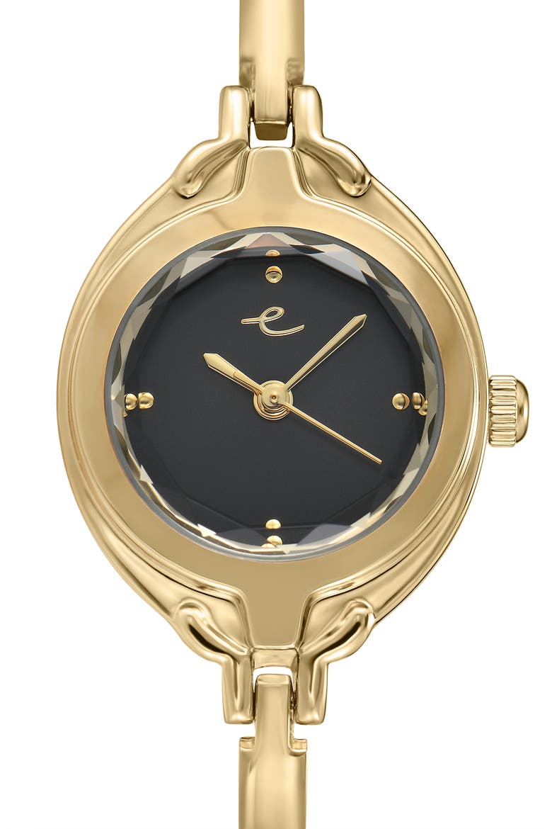 Dainty Bangle Bracelet Watch, Alternate, color, BLACK AND GOLD