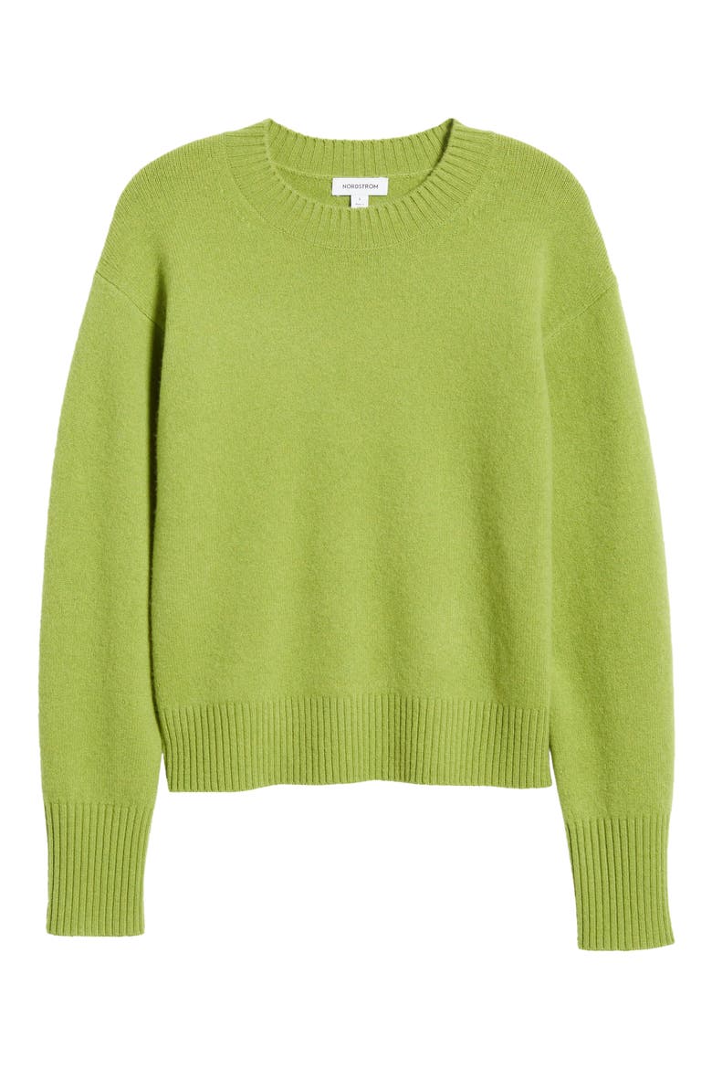 Wool & Cashmere Crewneck Sweater, Alternate, color, OLIVE BEAN