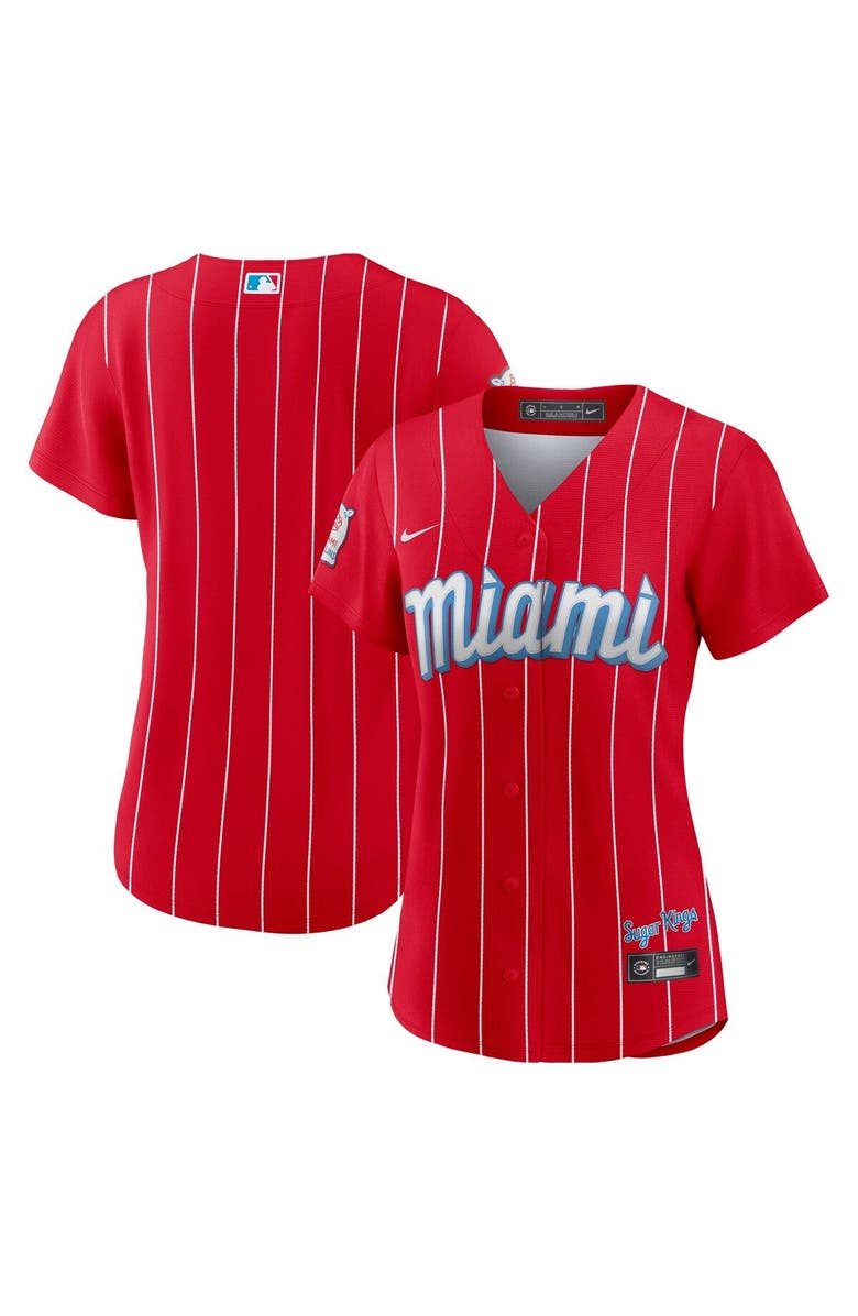 Nike Women's Nike Red Miami Marlins City Connect Replica Team Jersey, Main, color,