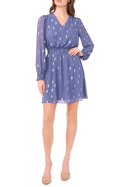 Metallic Spot Smocked Waist Dress
