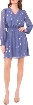 Halogen® Metallic Spot Smocked Waist Dress