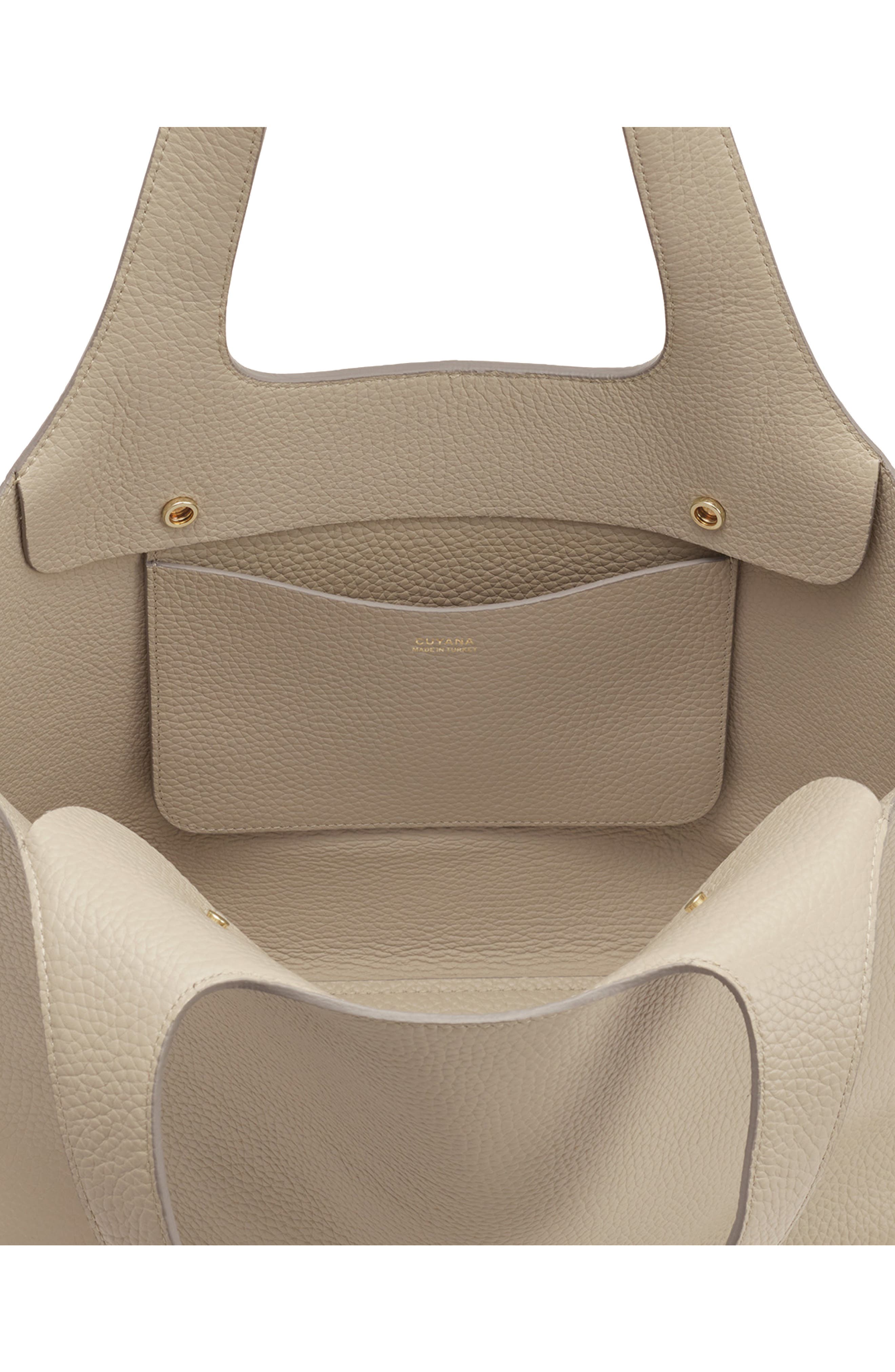 Cuyana System 13-Inch Laptop Leather Tote, Alternate, color, Stone