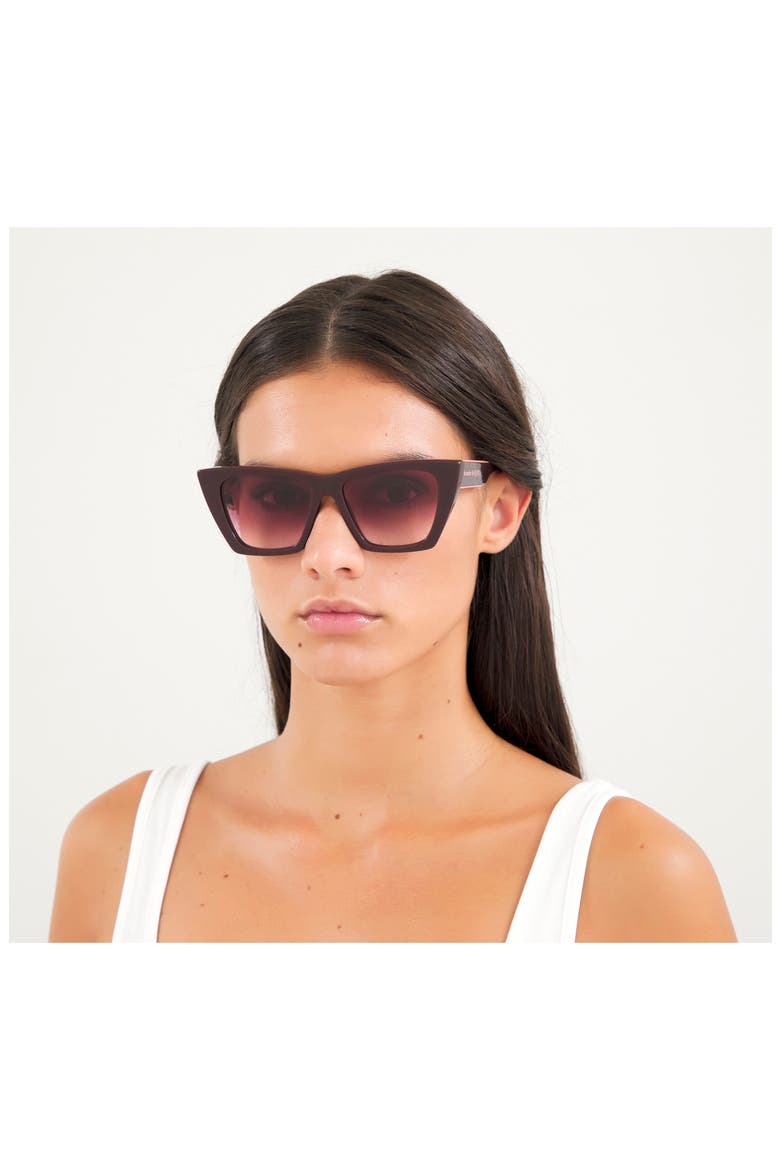 Alexander McQueen 54mm Gradient Cat Eye Sunglasses, Alternate, color, BLACK/ GREY