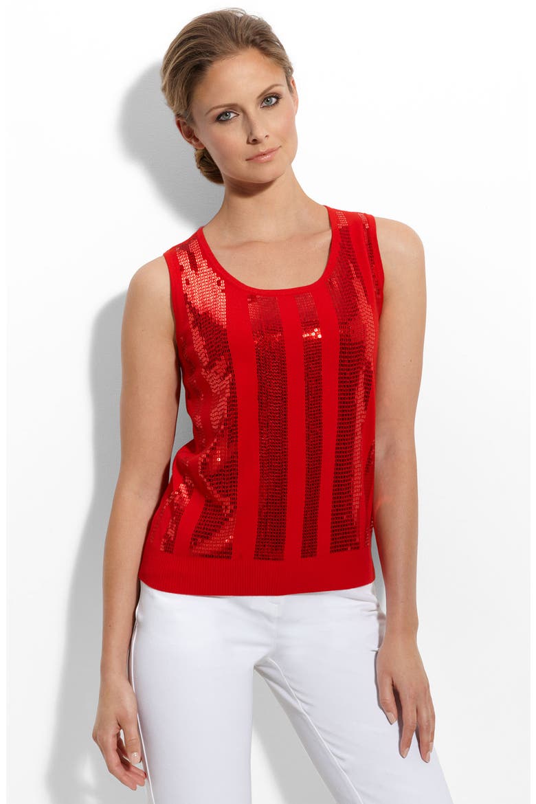 Sequin Stripe Jersey Tank, Main, color, VENETIAN RED