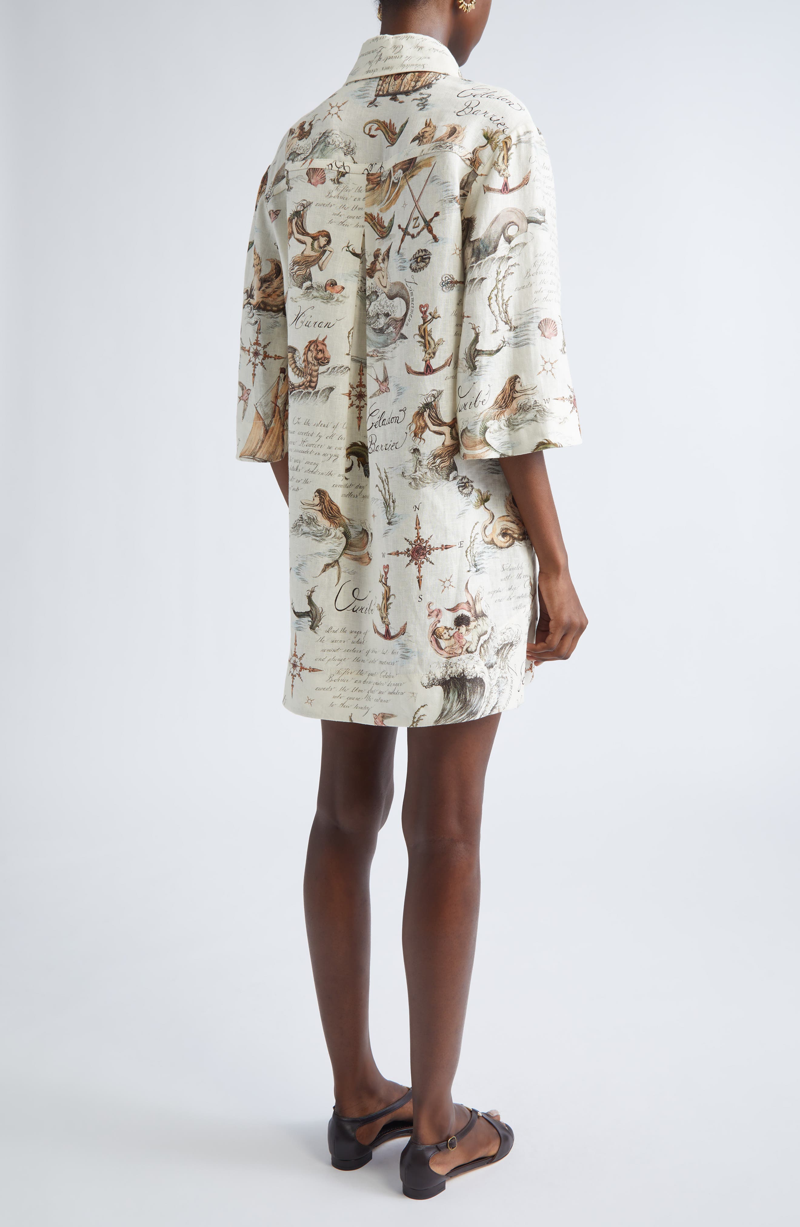 Treasure Print Linen Shirtdress (Women) | Nordstrom