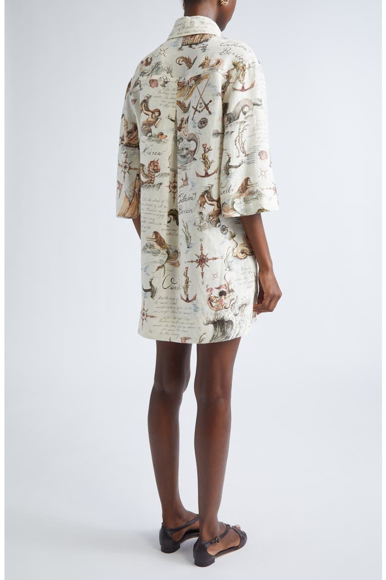 Treasure Print Linen Shirtdress, Alternate, color, TREASURE ISLAND