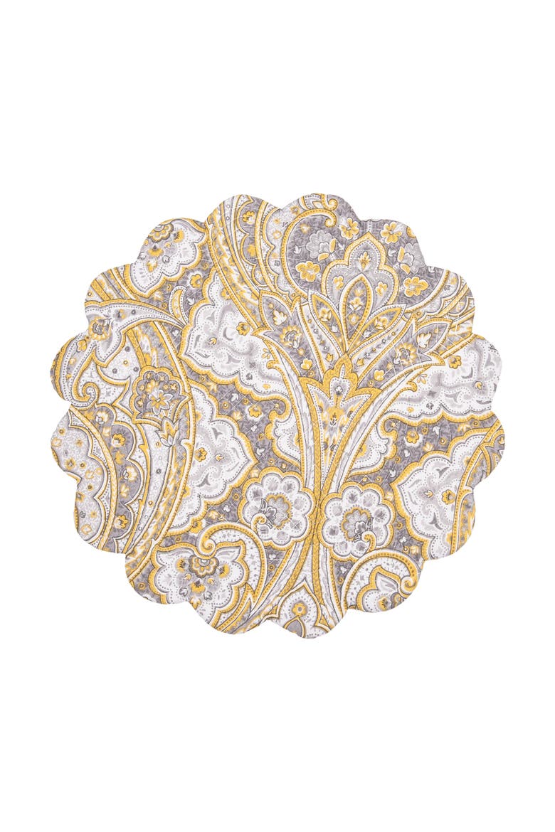 Shay Damask Round 100% Scalloped Edge Dining Placemats Set of 6 All Seasons, 17", Alternate, color, Orange