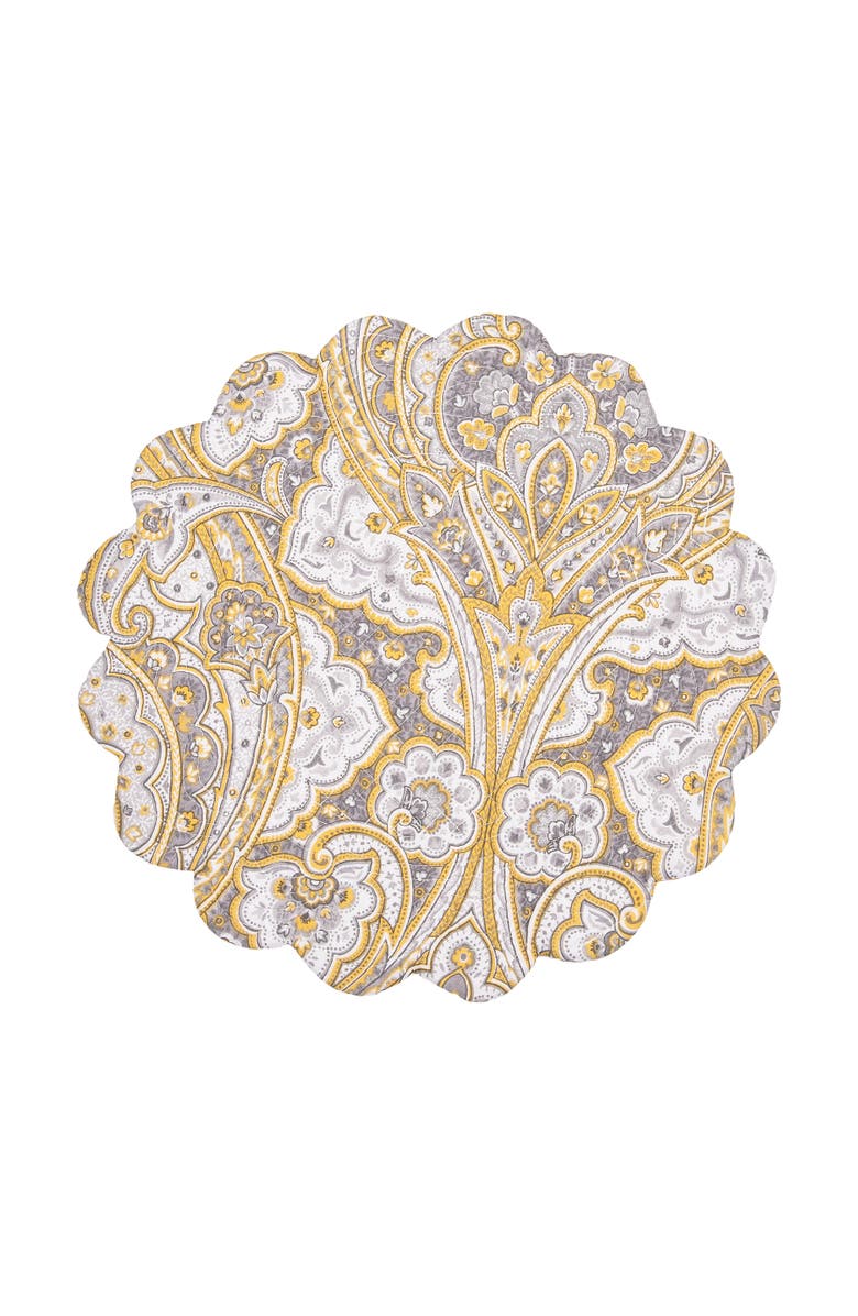 C&F Home Shay Damask Round 100% Scalloped Edge Dining Placemats Set of 6 All Seasons, 17", Alternate, color, Orange