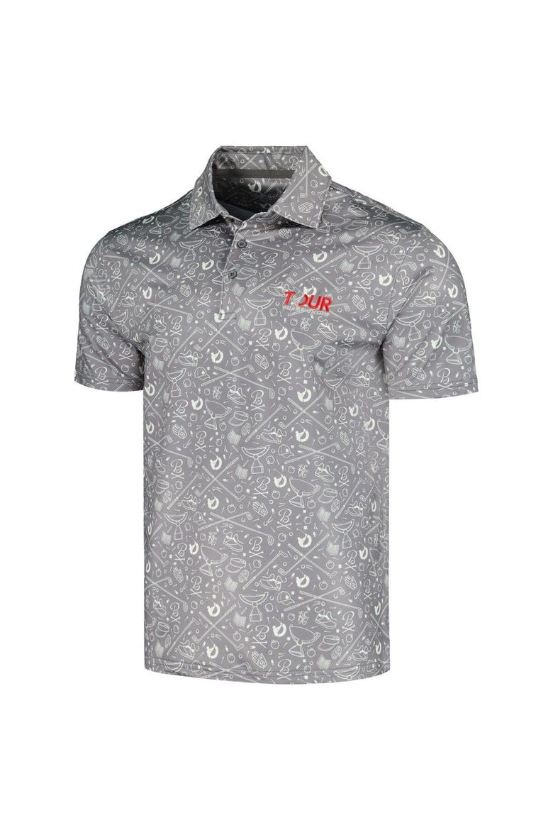 Men's Barstool Golf Gray TOUR Championship Printed Polo, Alternate, color, Gray