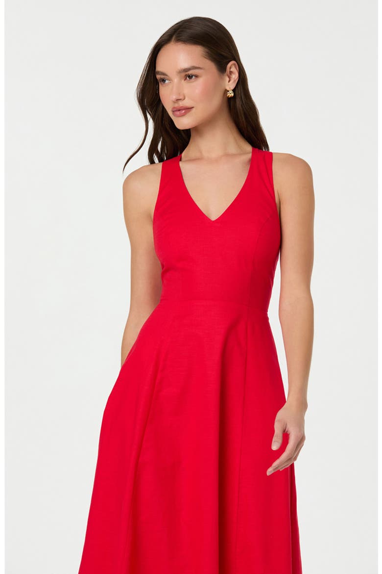 Cross Back Sleeveless Midi Dress, Alternate, color, RED