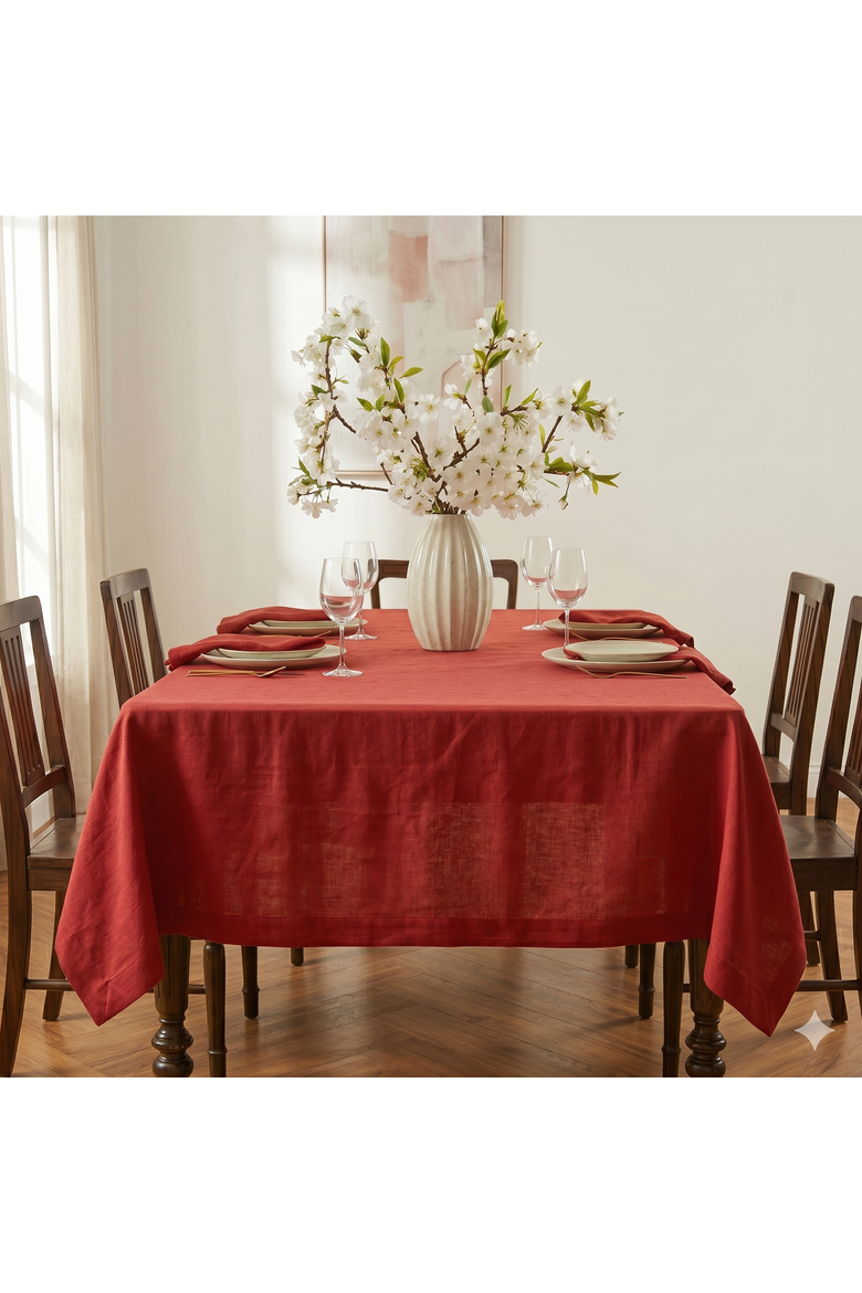 Linen Tablecloth - Diana, Alternate, color, Cherry
