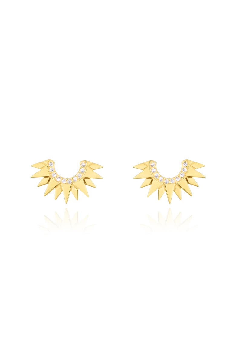 Sunburst Diamond Stud Earrings, Alternate, color, Yellow Gold