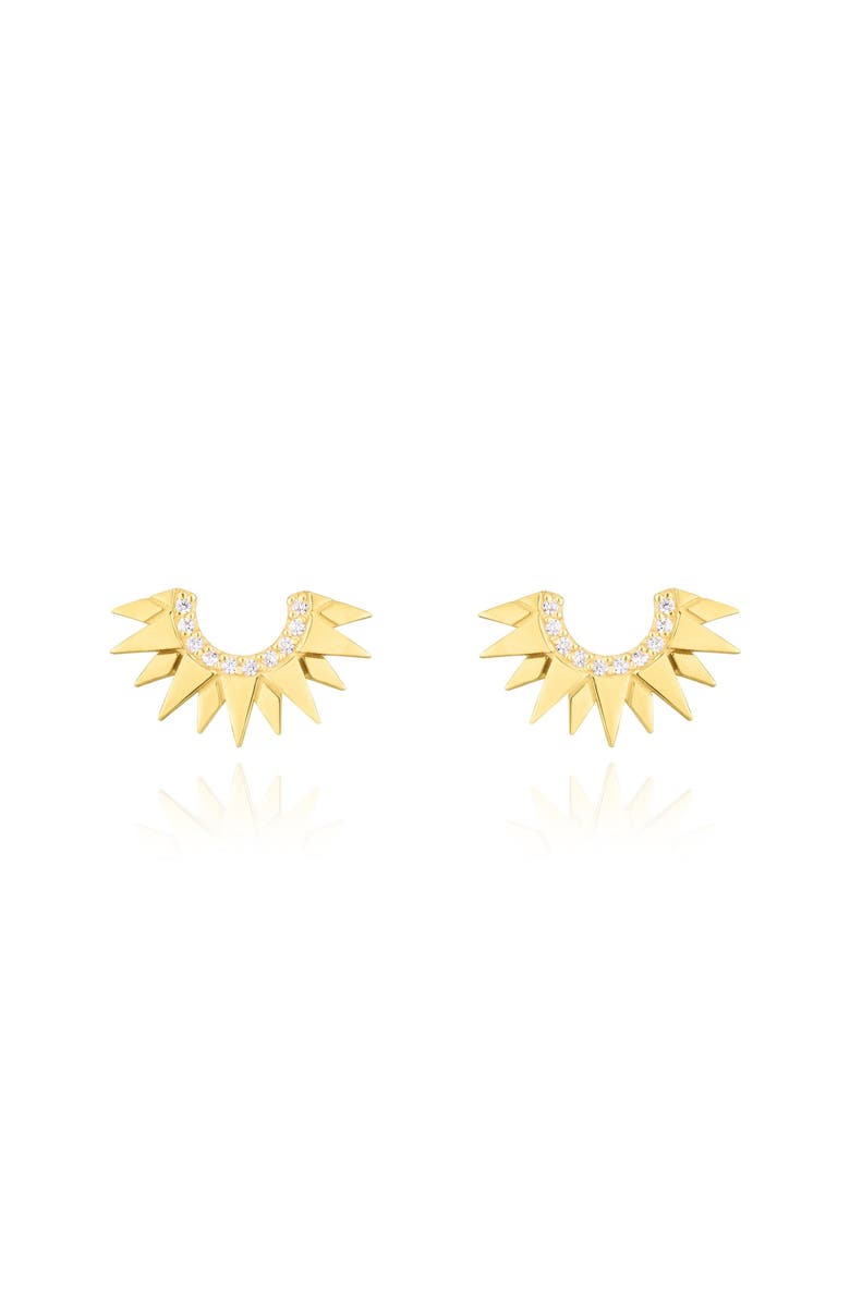 The Lovery Fine Jewelry Sunburst Diamond Stud Earrings, Alternate, color, Yellow Gold