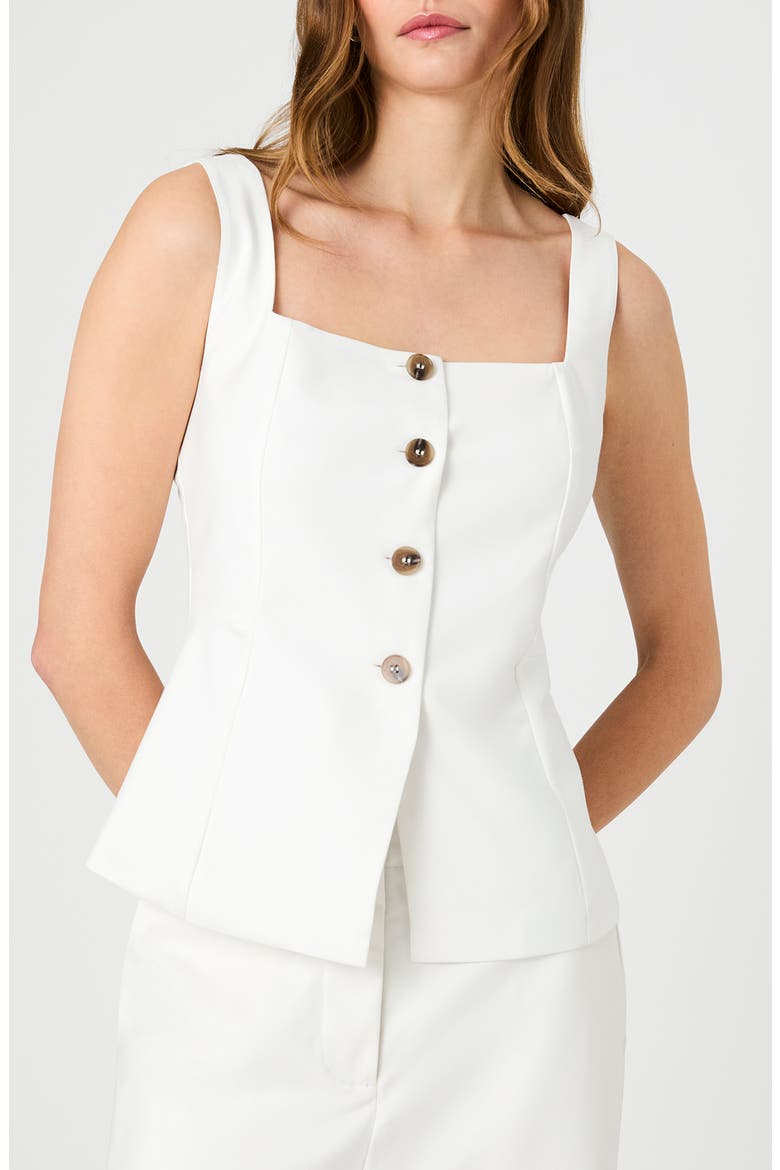 Square Neck Twill Top, Main, color, SUMMER WHITE