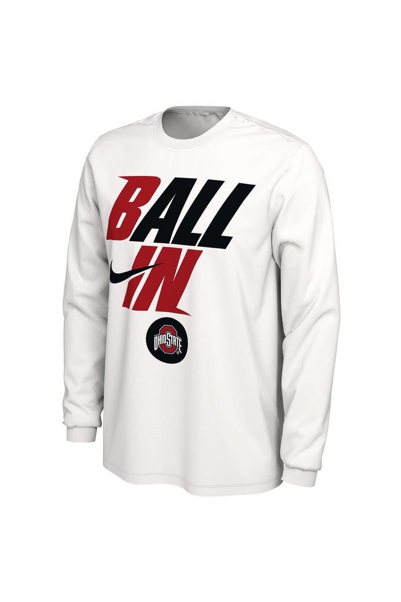 Men's Nike White Ohio State Buckeyes Ball In Bench Long Sleeve T-Shirt, Alternate, color, White