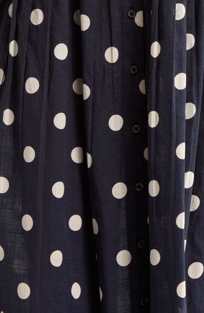 THE GREAT. The Highland Polka Dot Cotton Skirt, Alternate, color, Navy W/ Cream Polka Dots
