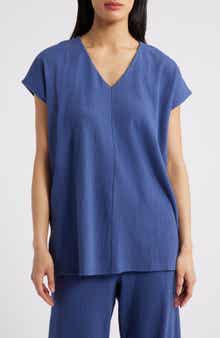 Eileen Fisher Cap Sleeve Boxy Tunic Top
