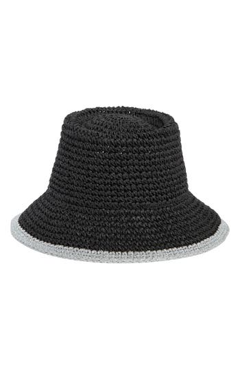 Nordstrom Rack Packable Straw Bucket Hat In Black