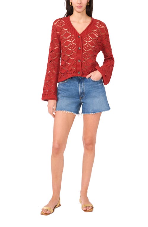 VINCE CAMUTO VINCE CAMUTO OPEN STITCH COTTON CARDIGAN