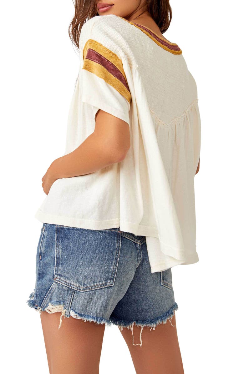 Free People MVP Stripe Detail Cotton Knit Top, Alternate, color, Vintage White Combo