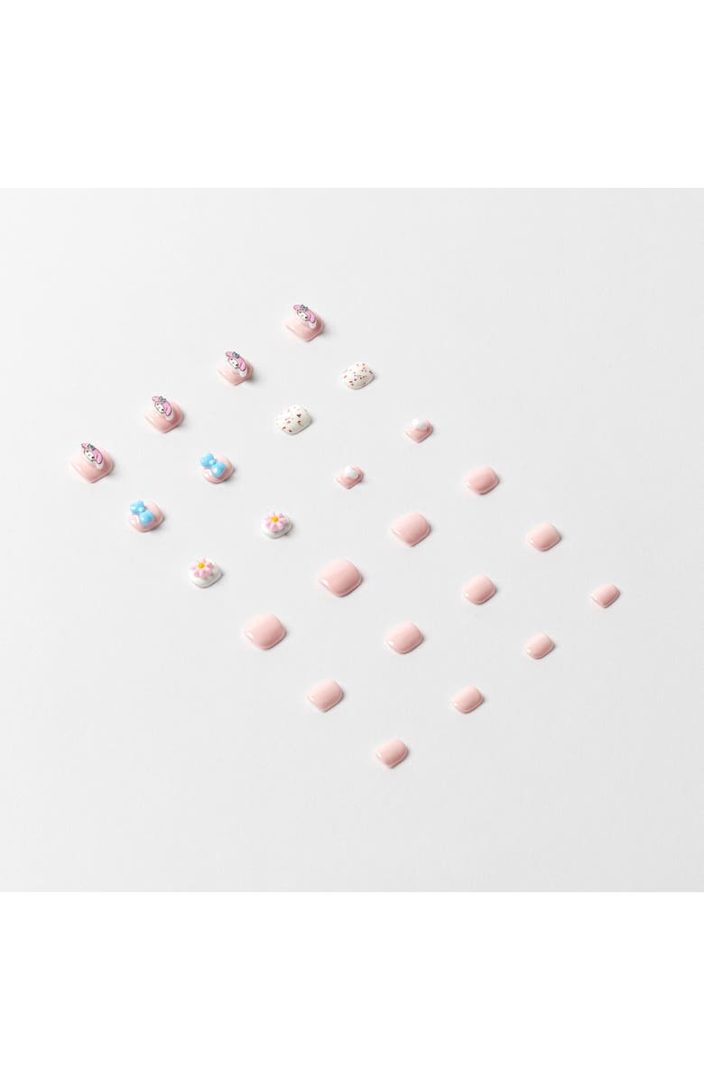 3H Nails My Melody  Kids Luxury Handmade Press-On Nails - 24-Piece Kit, Alternate, color, Baby Pink, White