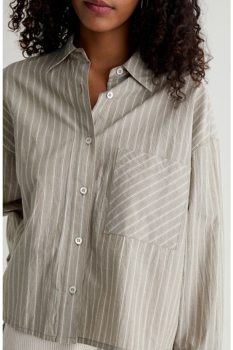 Kellen Relaxed Crop Button-Up Shirt, Alternate, color, STUDIO STRIPE ROSEMARY MULTI