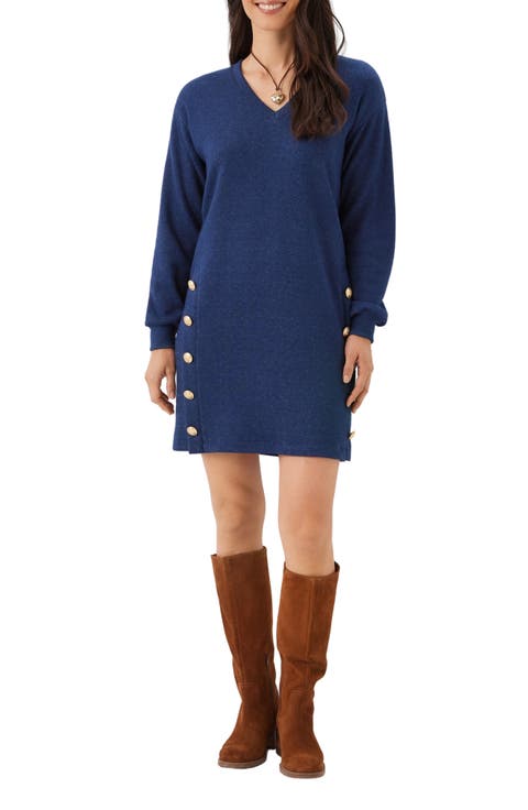 V-Neck Button Detail Minidress