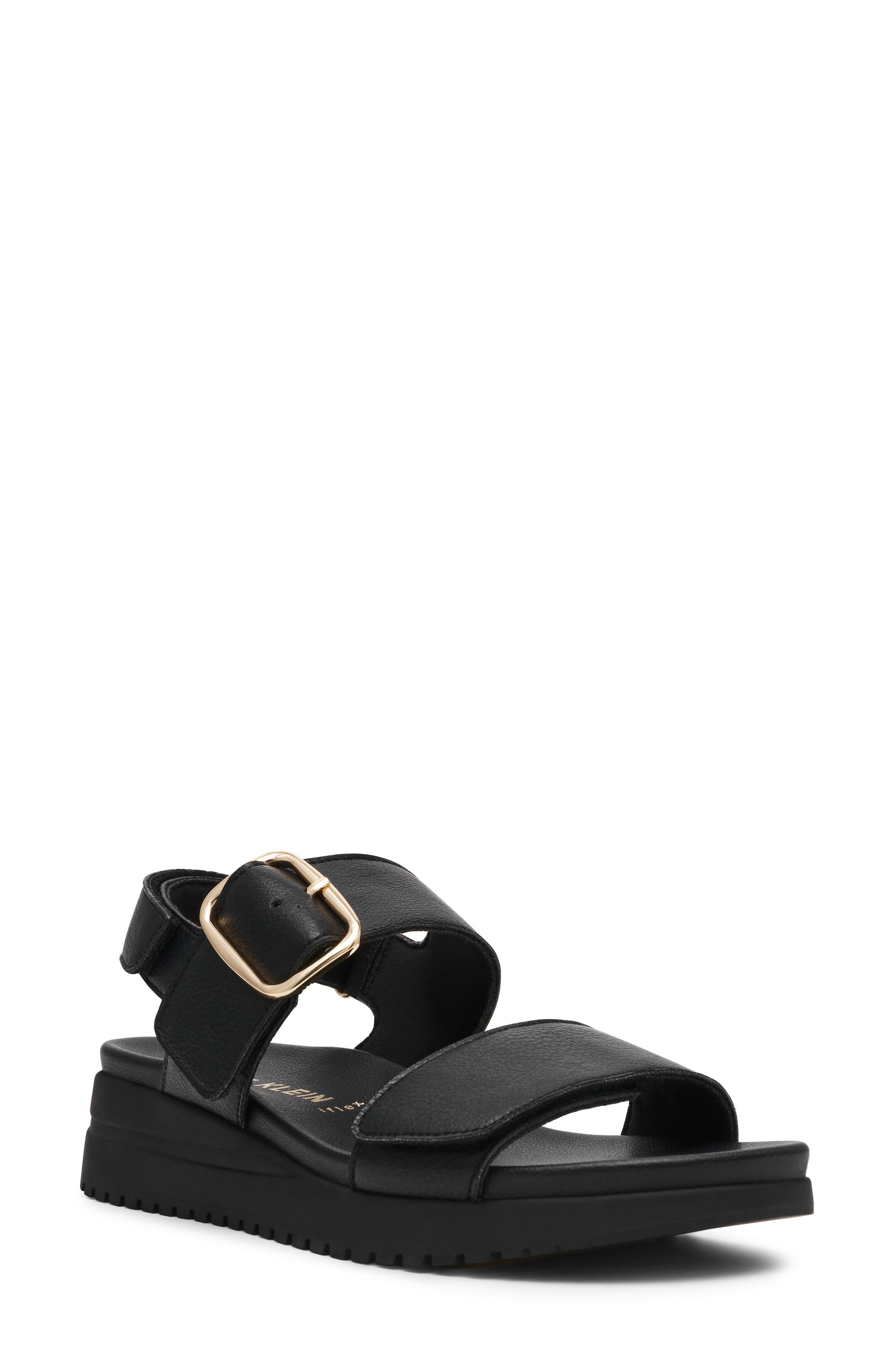 Anne Klein Evanti Ankle Strap Platform Sandal, Main, color, Black