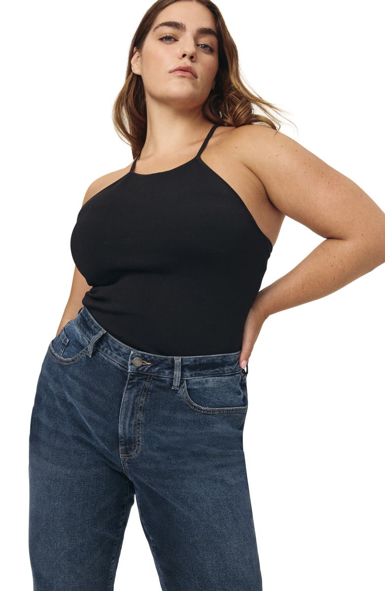 WARP+WEFT RFD Raw Hem High Waist Straight Leg Jeans, Alternate, color, Deep Waters