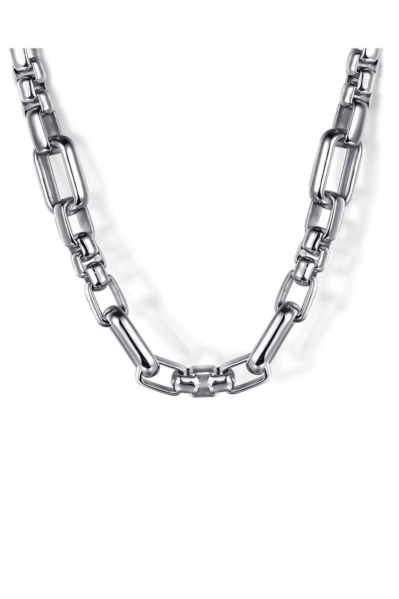 Men's Contemporary Sterling Silver Chain Necklace, Main, color, STERLING SILVER