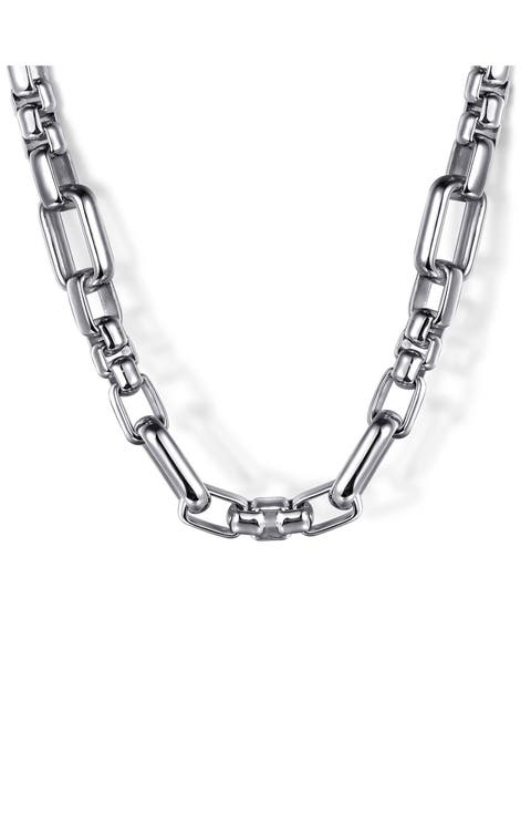 Men's Contemporary Sterling Silver Chain Necklace