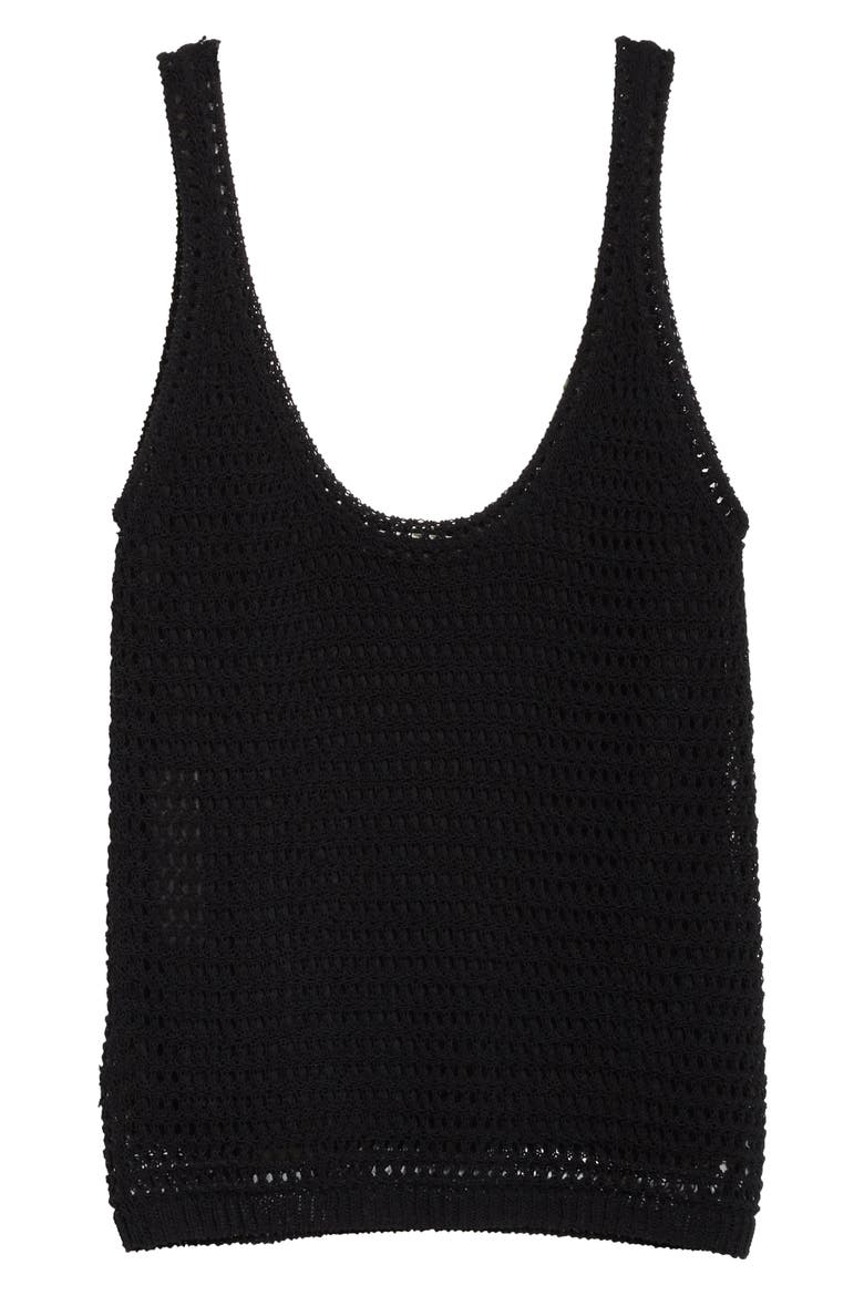 Crochet Cotton Blend Tank, Alternate, color, NAVY