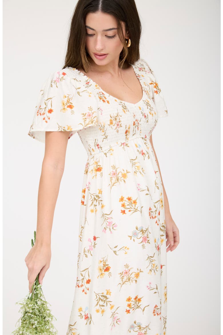 Flutter Sleeve Midi Sundress, Alternate, color, IVORY