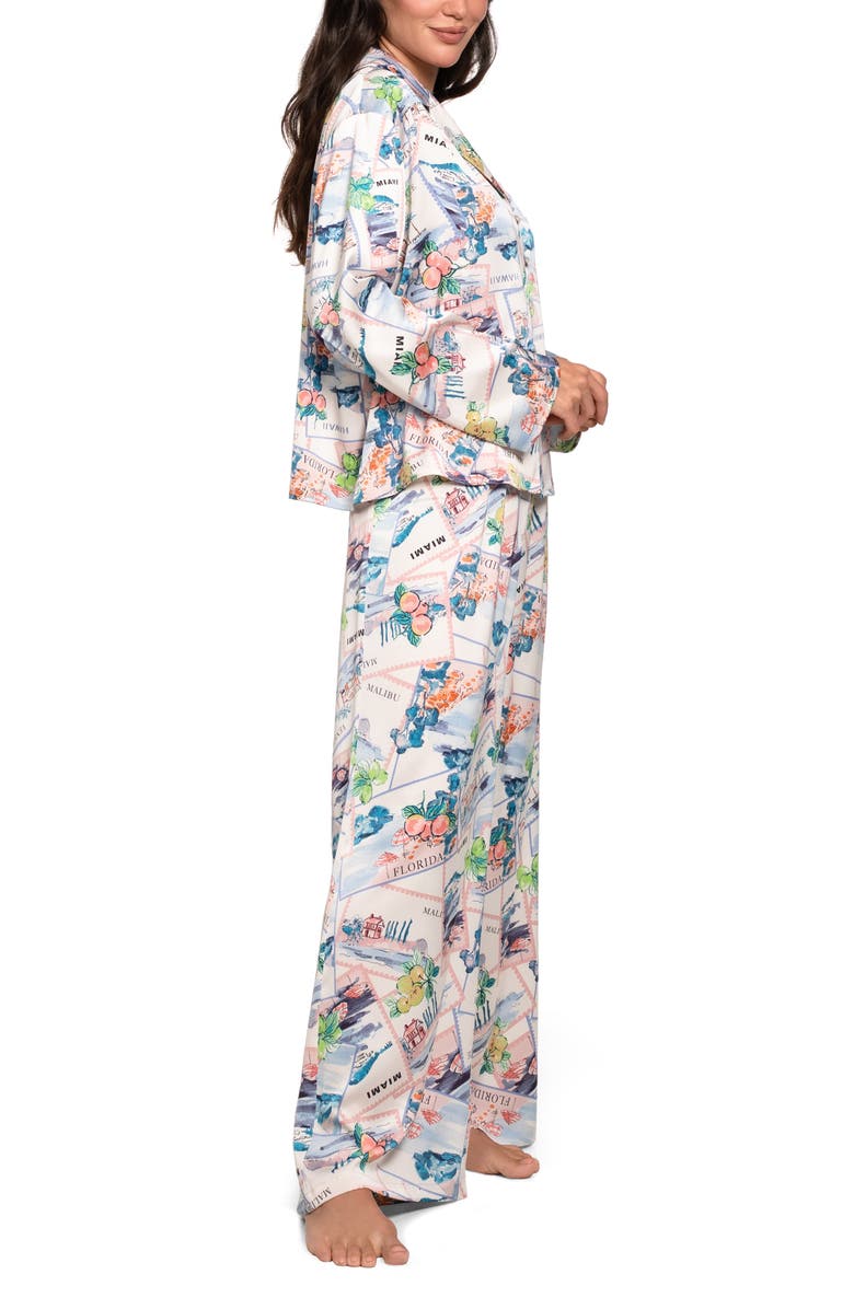 Midnight Bakery Print Satin Pajamas, Alternate, color, White