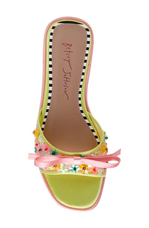 Betsey Johnson Teasse Slide Sandal In Lime Multi