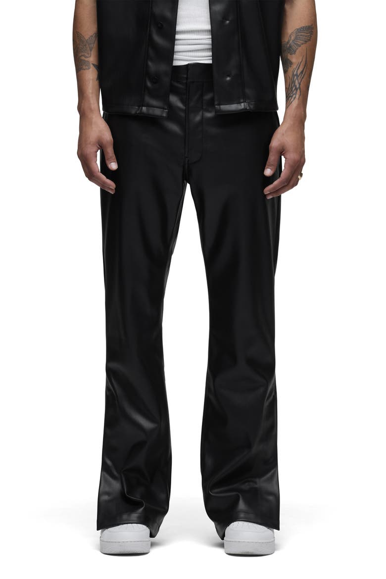 Flared Faux Leather Pants, Main, color, BLACK