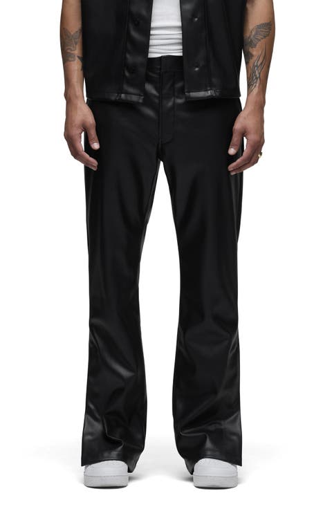 Flared Faux Leather Pants