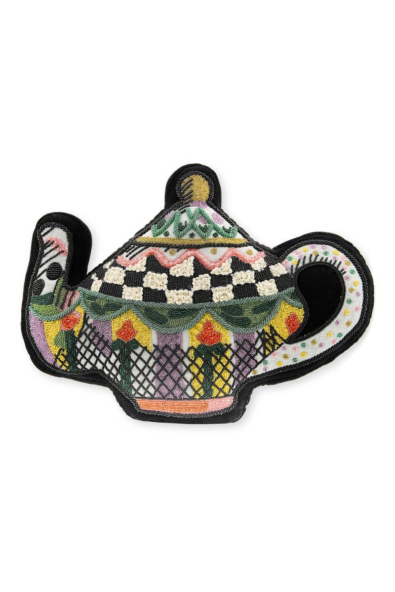 Beaded Teapot Throw Pillow, Main, color, MULTI