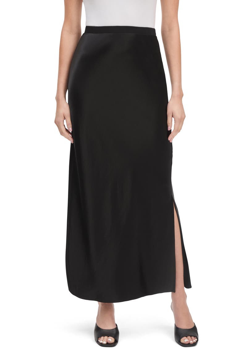 The Josie Satin Skirt, Main, color, BLACK