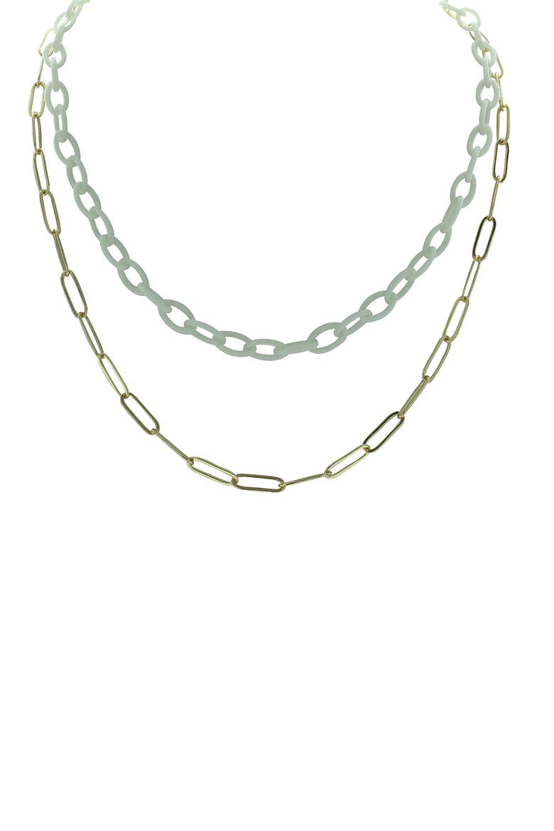 Trina Double Layer Chain Necklace, Main, color, GOLD / WHITE
