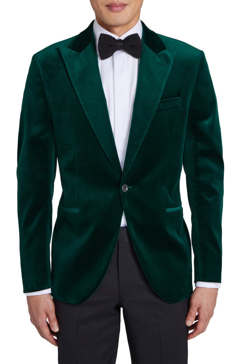 Jack Victor Erie Peaked Lapel Velvet Tuxedo Jacket, Main, color, 