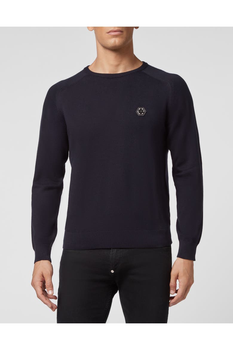 Pullover Round Neck Men, Main, color, navy