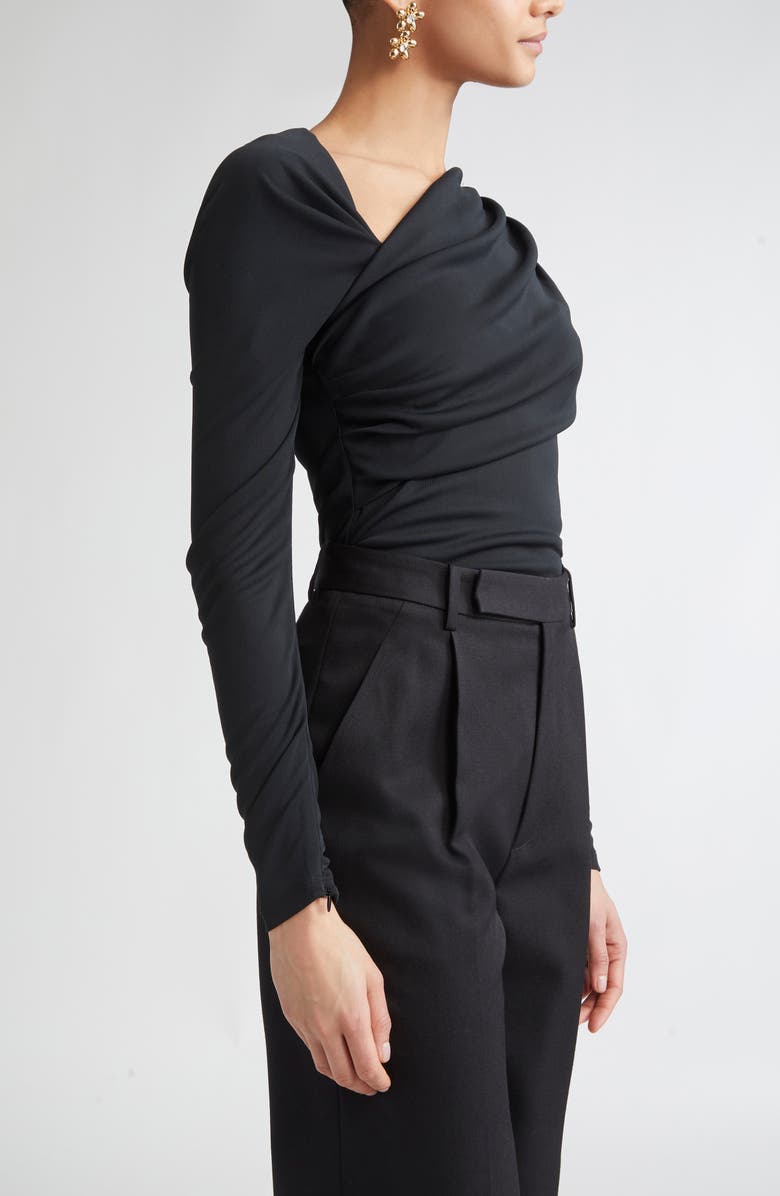 Carolina Herrera Draped Long Sleeve Jersey Top, Alternate, color, 