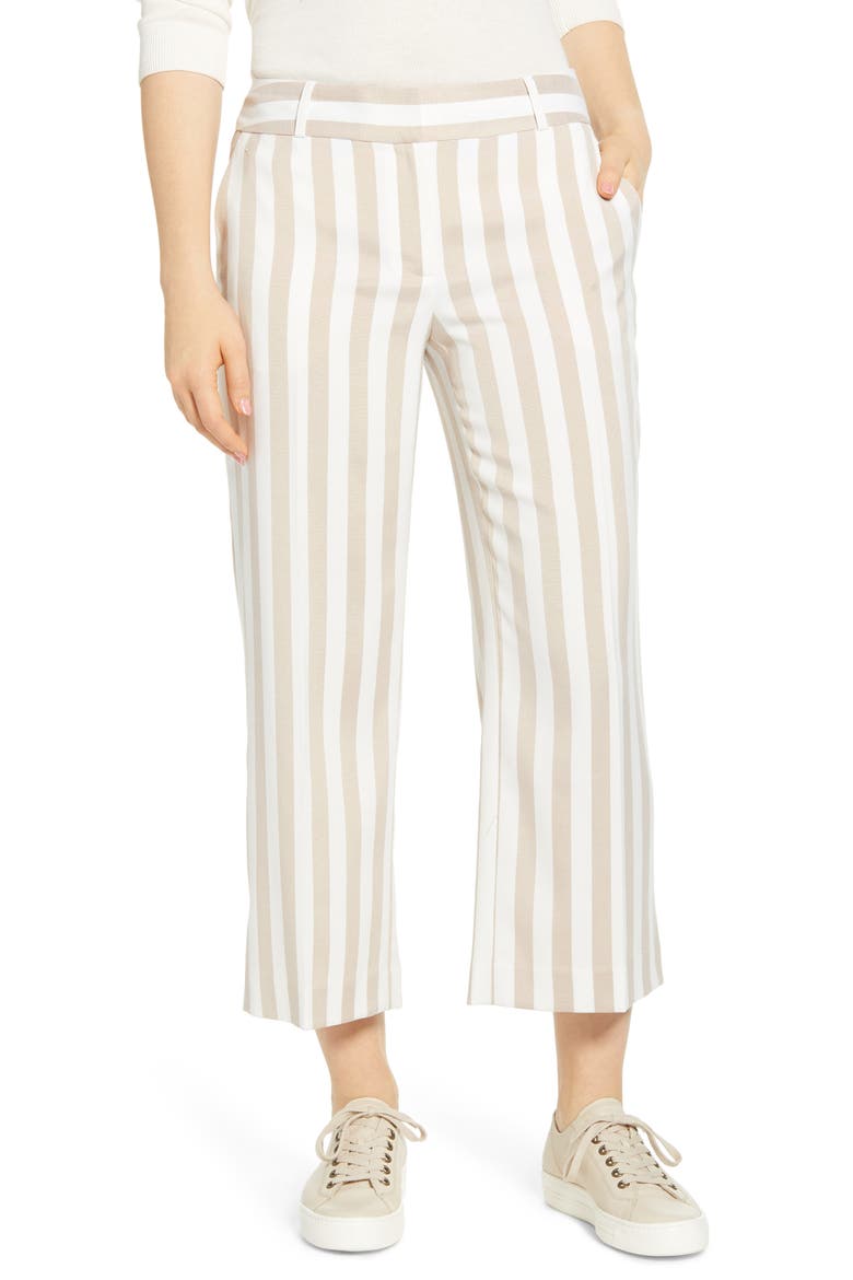 Stanford Stripe Crop Pants, Main, color, BEIGE/ IVORY