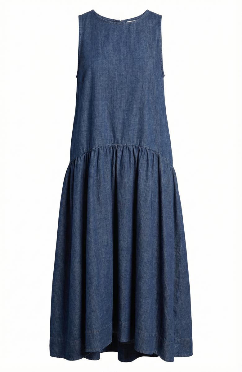 Modenaire Sleeveless Drop-Waist Gathered Relaxed-Fit Midi Dress, Alternate, color, Blue