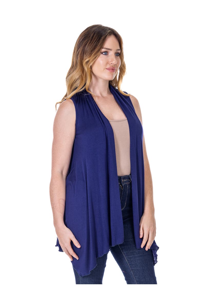 Draped Open Front Sleeveless Cardigan Vest, Alternate, color, Navy