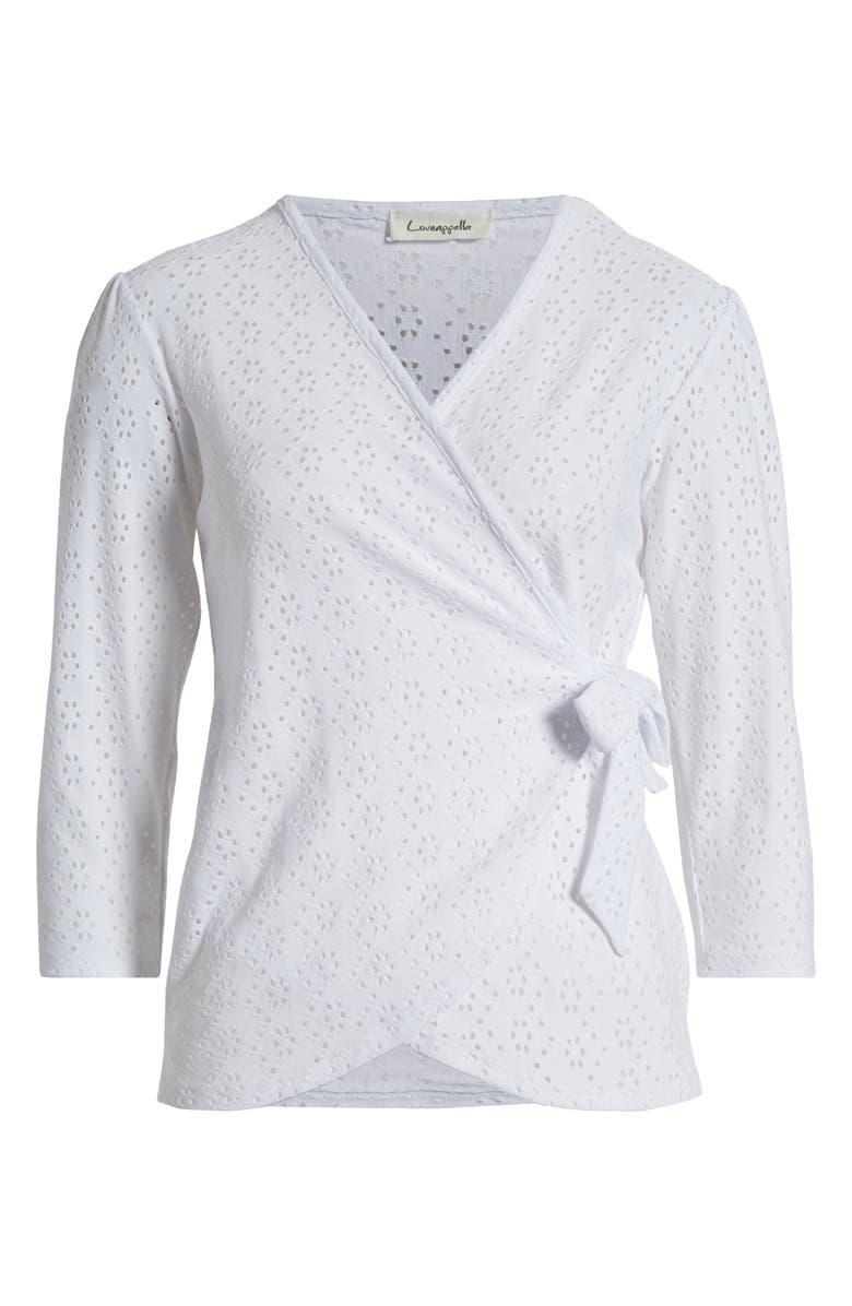 Loveappella Eyelet Wrap Top, Alternate, color, White